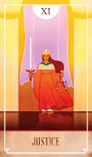 Justice Tarot card in The Fablemaker's Animated Tarot deck