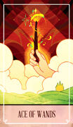Ace of Wands Tarot card in The Fablemaker's Animated Tarot deck