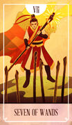 Seven of Wands Tarot card in The Fablemaker's Animated Tarot deck