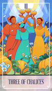Three of Chalices Tarot card in The Fablemaker's Animated Tarot deck