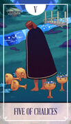 Five of Chalices Tarot card in The Fablemaker's Animated Tarot Tarot deck