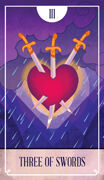 Three of Swords Tarot card in The Fablemaker's Animated Tarot deck