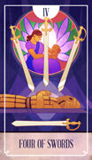 Four of Swords Tarot card in The Fablemaker's Animated Tarot deck