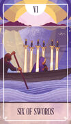 Six of Swords Tarot card in The Fablemaker's Animated Tarot Tarot deck
