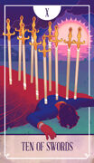 Ten of Swords Tarot card in The Fablemaker's Animated Tarot deck