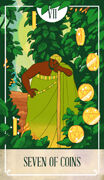 Seven of Coins Tarot card in The Fablemaker's Animated Tarot deck