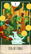 Ten of Coins Tarot card in The Fablemaker's Animated Tarot deck