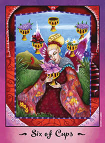 Six of Cups Tarot card in Faerie Tarot Tarot deck