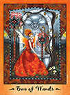 Two of Wands Tarot card in Faerie Tarot deck