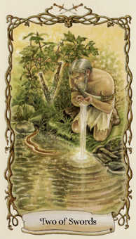 Two of Swords Tarot card in Fantastical Creatures Tarot deck