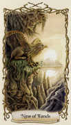 Nine of Wands Tarot card in Fantastical Creatures Tarot deck
