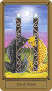 Two of Wands Tarot card in Fantastical Tarot deck