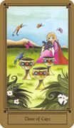 Three of Cups Tarot card in Fantastical Tarot deck