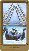 Six of Swords Tarot card in Fantastical Tarot deck