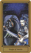 Knight of Swords Tarot card in Fantastical Tarot deck