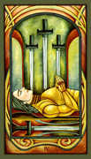 Four of Swords Tarot card in Fenestra Tarot deck