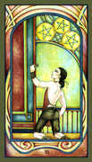 Three of Pentacles Tarot card in Fenestra Tarot deck