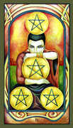 Four of Pentacles Tarot card in Fenestra deck