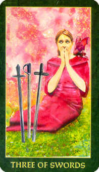 Three of Swords Tarot card in Forest Folklore Tarot deck