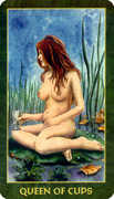 Queen of Cups Tarot card in Forest Folklore deck