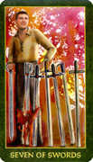 Seven of Swords Tarot card in Forest Folklore Tarot deck