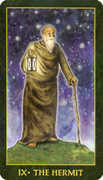 The Hermit Tarot card in Forest Folklore deck