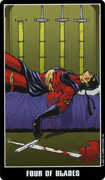 Four of Swords Tarot card in Fradella Tarot deck