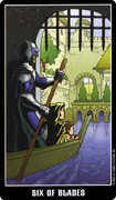 Six of Swords Tarot card in Fradella deck