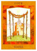 Four of Staves Tarot card in Goddess deck