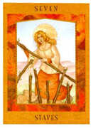 Seven of Staves Tarot card in Goddess Tarot deck