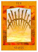 Ten of Staves Tarot card in Goddess deck