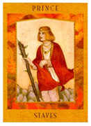 Prince of Staves Tarot card in Goddess deck