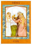 Three of Cups Tarot card in Goddess Tarot deck