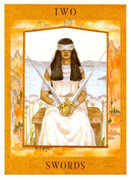 Two of Swords Tarot card in Goddess deck