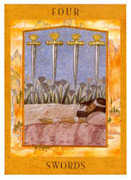 Four of Swords Tarot card in Goddess deck