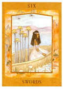 Six of Swords Tarot card in Goddess deck