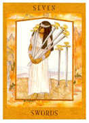 Seven of Swords Tarot card in Goddess Tarot deck