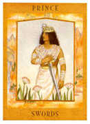 Prince of Swords Tarot card in Goddess deck