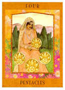 Four of Pentacles Tarot card in Goddess deck