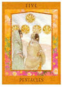 Five of Pentacles Tarot card in Goddess Tarot deck