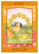 Eight of Pentacles Tarot card in Goddess deck
