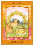 Eight of Pentacles Tarot card in Goddess Tarot deck