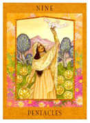 Nine of Pentacles Tarot card in Goddess deck