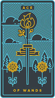 Ace of Wands Tarot card in Golden Thread Tarot Tarot deck