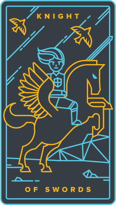 Knight of Swords Tarot card in Golden Thread Tarot Tarot deck