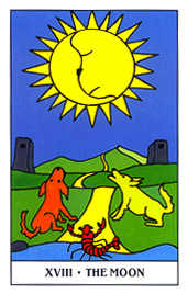 The Moon Tarot card in Gummy Bear Tarot deck