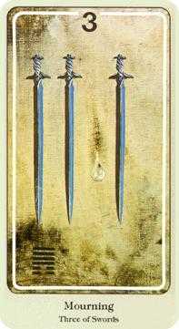 Three of Swords Tarot card in Haindl Tarot deck