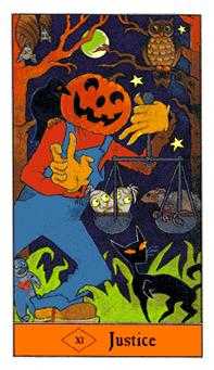 Justice Tarot card in Halloween Tarot deck