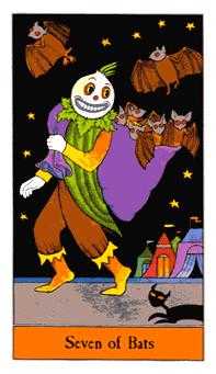 Seven of Bats Tarot card in Halloween Tarot deck