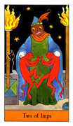 Two of Imps Tarot card in Halloween deck